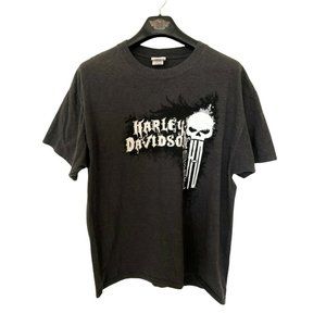 Harley Davidson Gray Short Sleeve T Shirt Skull Head Design Men's XL Tee Shirt